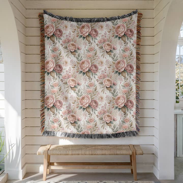 Vintage Peony Floral Style Blanket - 50x60 Inch for wholesale by Rufflеѕ & Bоwtіеѕ - Affordable Boys & Girls Clothing