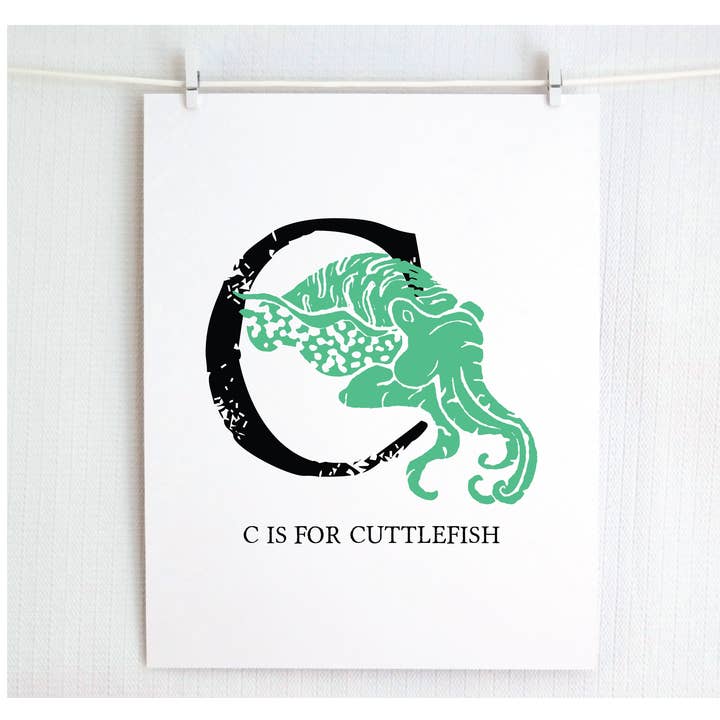 Jamie Palmer Keating - Wholesale Art print - C is for Cuttlefish Illustrated Print13