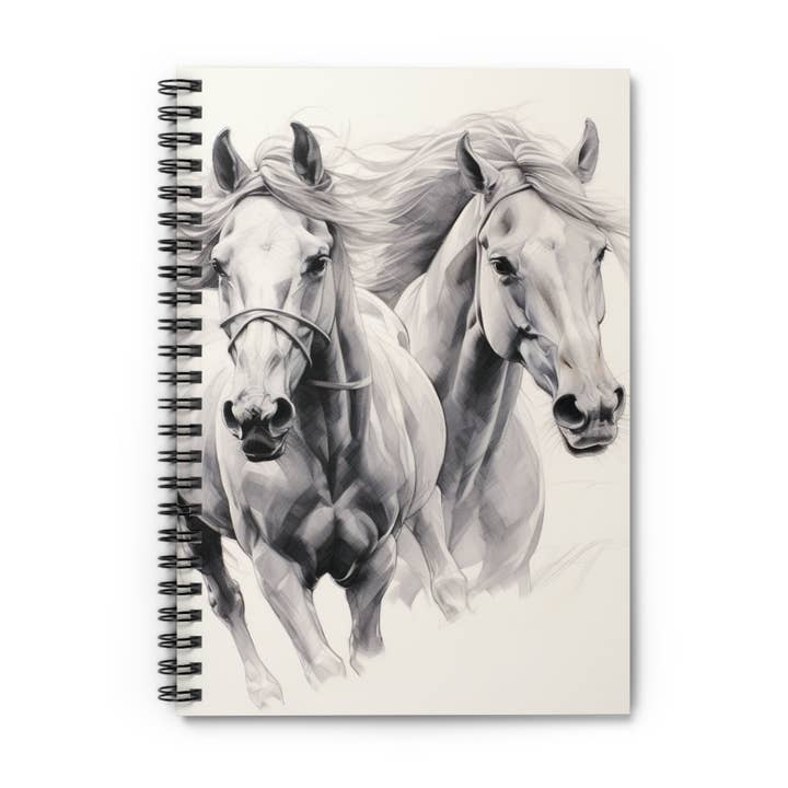 Spiralanteckningsbok - Linjerad lineAnteckningsbok med hästtema Linjerat papper - Hästgåva eller hästälskares gåva - Anteckningsblock och tidskrift för hästgåvor för wholesale av Outlaw Design Crafts and Gifts