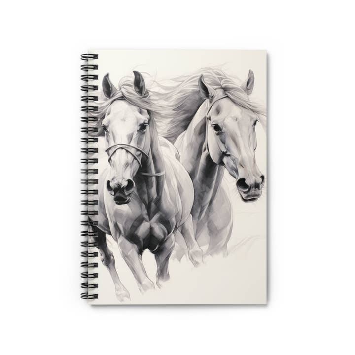 Cuaderno en espiral, cuaderno rayado con temática de caballos, papel rayado, regalo de caballos o regalo para amantes de los caballos, bloc de notas y diario para regalos ecuestres para venta al por mayor de Outlaw Design Crafts and Gifts