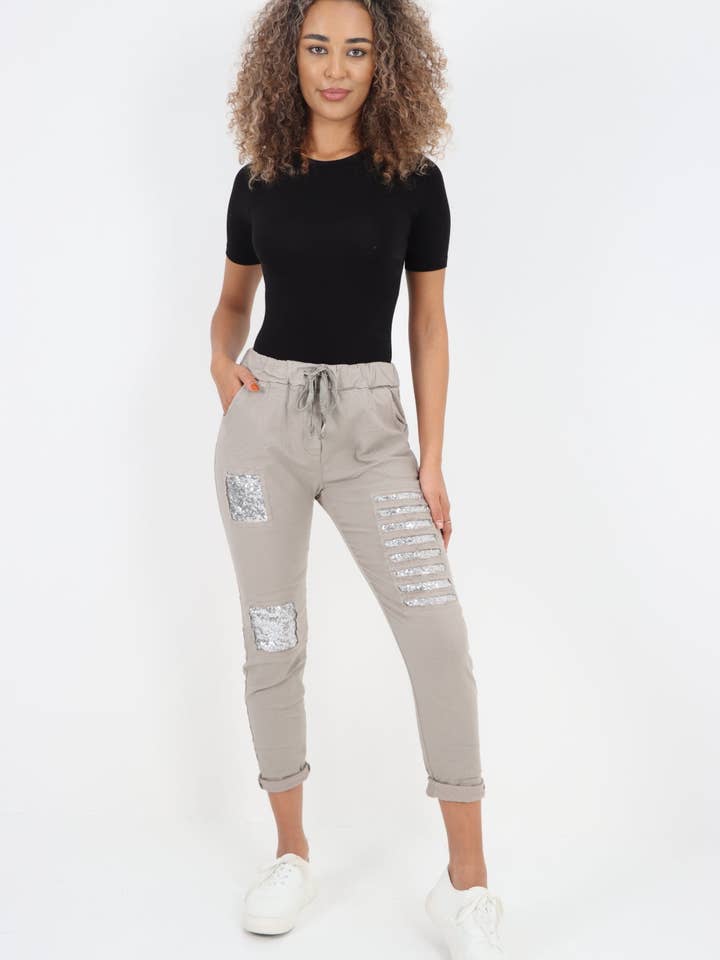 Miss Bold - Wholesale Pants - Women's - Italian Sequin Details Magic Trousers9