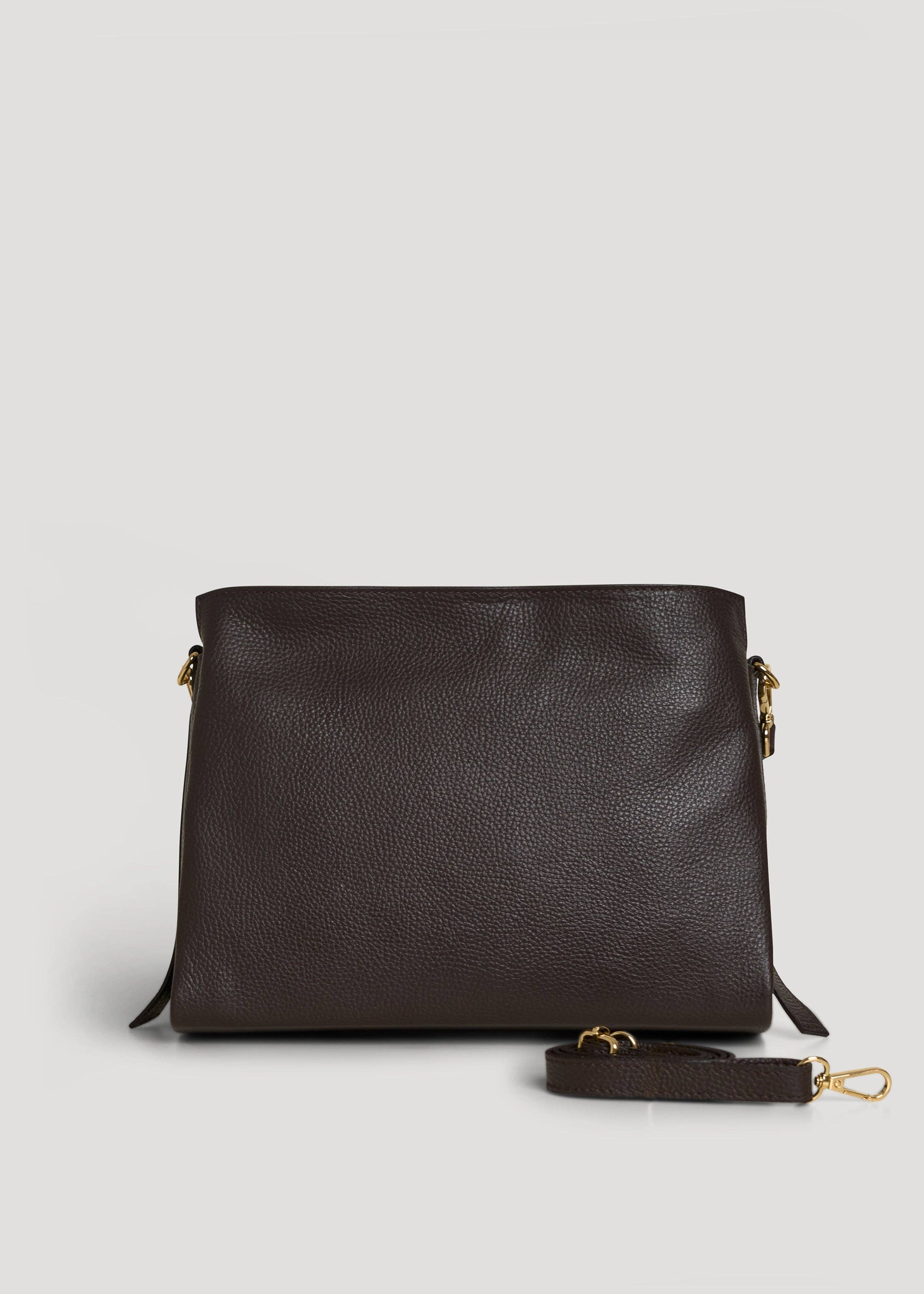 Voemièn – Großhandel Schultertasche – Damen – Braid-Tasche aus dunkelbraunem Dollar-Leder3