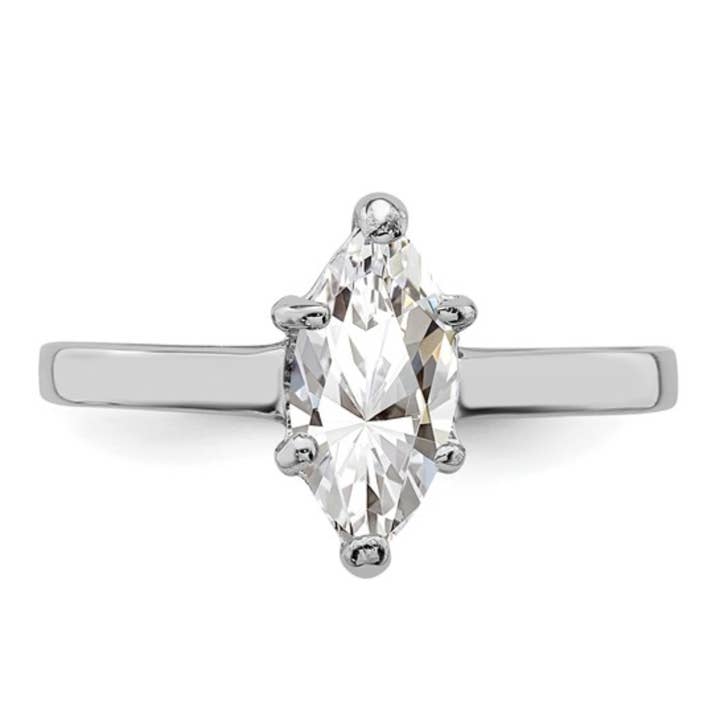 FCJ Jewelry LLC – wholesale Engagement ring – Rhodium Plated Silver Marquise Cz Solitaire Engagement Ring