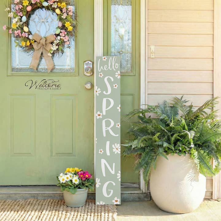 Sincere Surroundings - Wholesale Sign - Hello Spring Green - Porch Boards5
