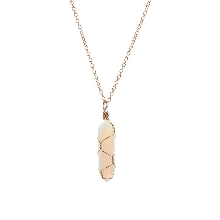 Gypsy Soul - Wholesale Pendant/Charm Necklace - Crystal Gold Wire Wrapped Necklaces - Assortment 12 Pcs
