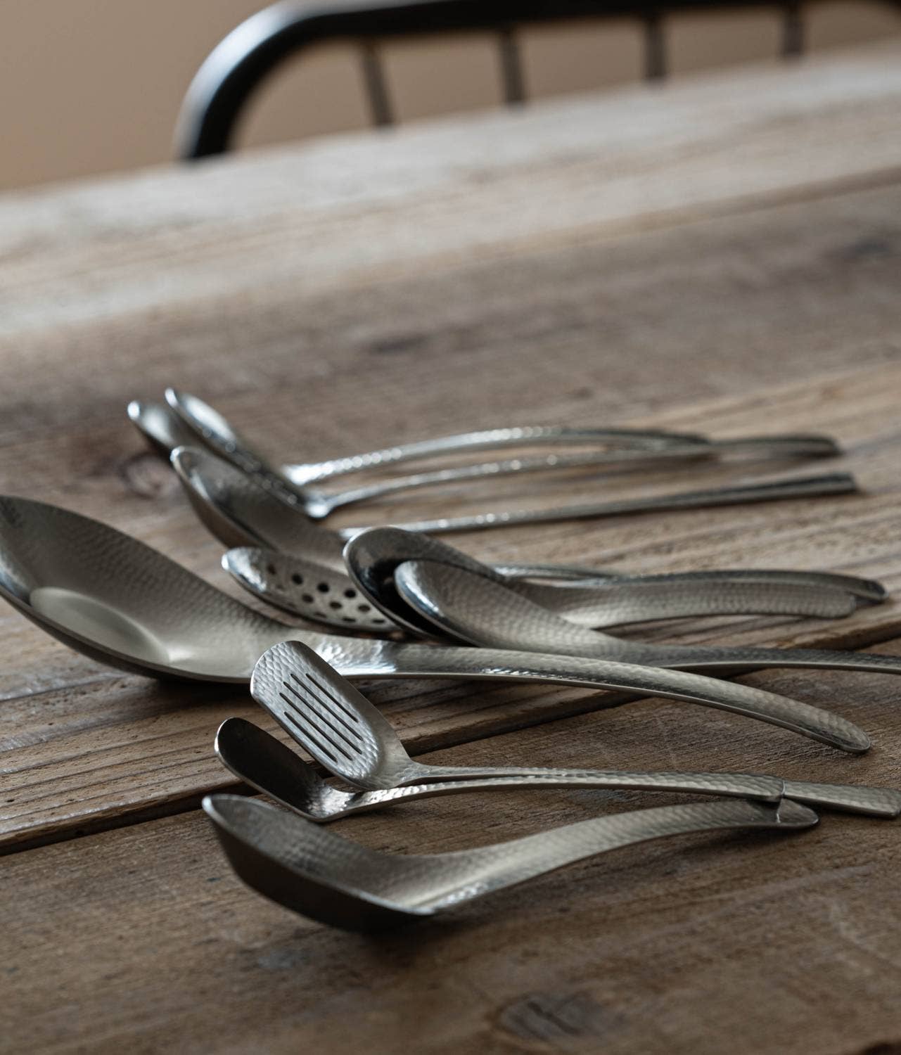 Yamani - Wholesale Serving Utensil - Japanese hammer eyes pattern cutlery yudofu spoon L5