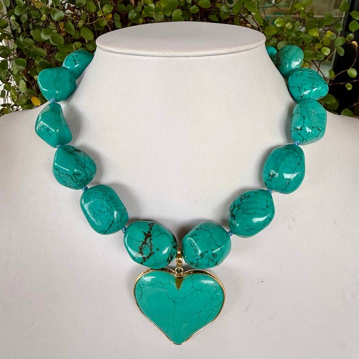 Turquoise hart ketting voor wholesale door Allie Beads