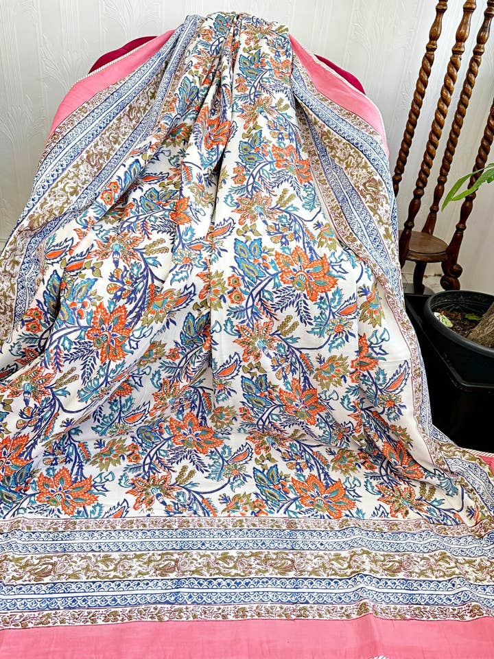 Hoogwaardige handblok bedrukte omkeerbare zomerdeken voor wholesale door Essential Designs London