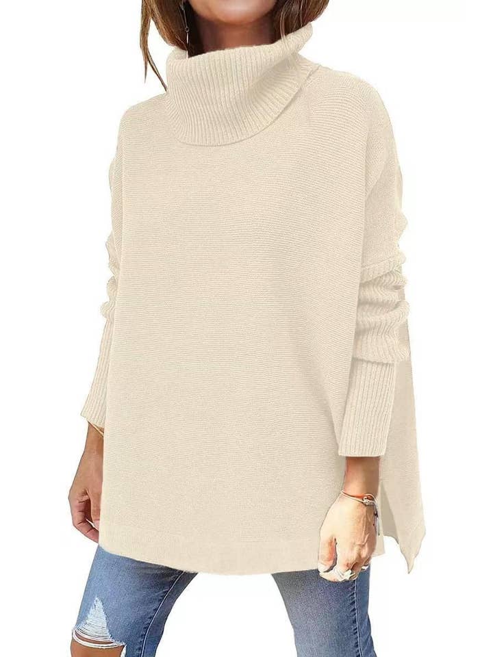 Sweetkama - Wholesale Tunic - Women's - Sweetkama Ladies Solid Long Sleeves Mock Neck Loose Top5