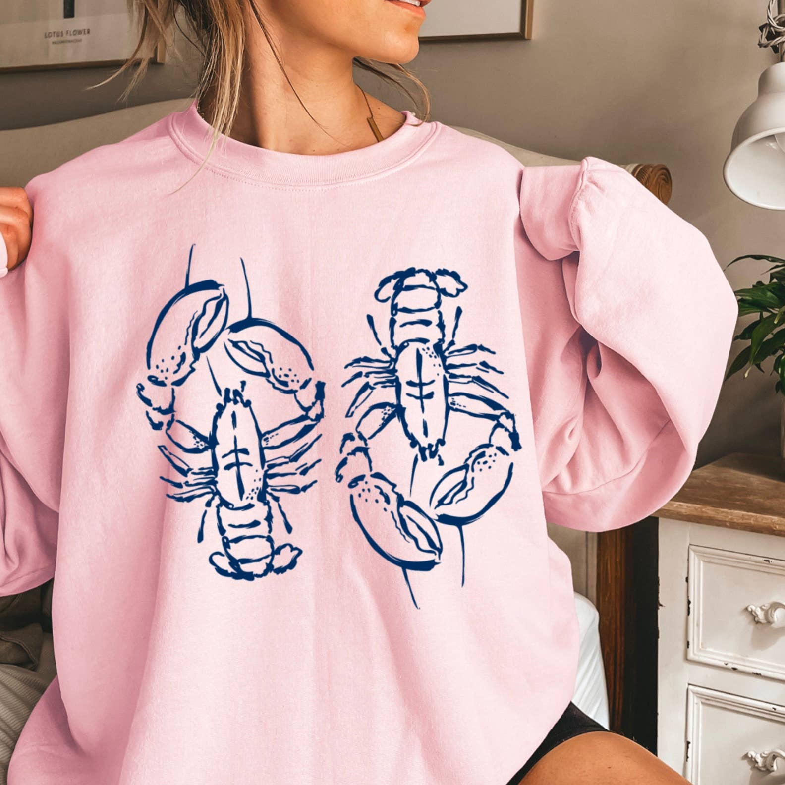 Shoppe SHC - Wholesale Graphic Sweatshirt - Women's - Coastal  Aesthetic | Summer 2025 Lobsters Sweatshirt   1