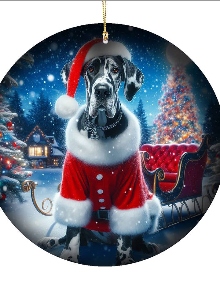 Gran Danés Arlequín Sin Recortar - Adorno de Porcelana de Navidad para venta al por mayor de Best of Breed Products