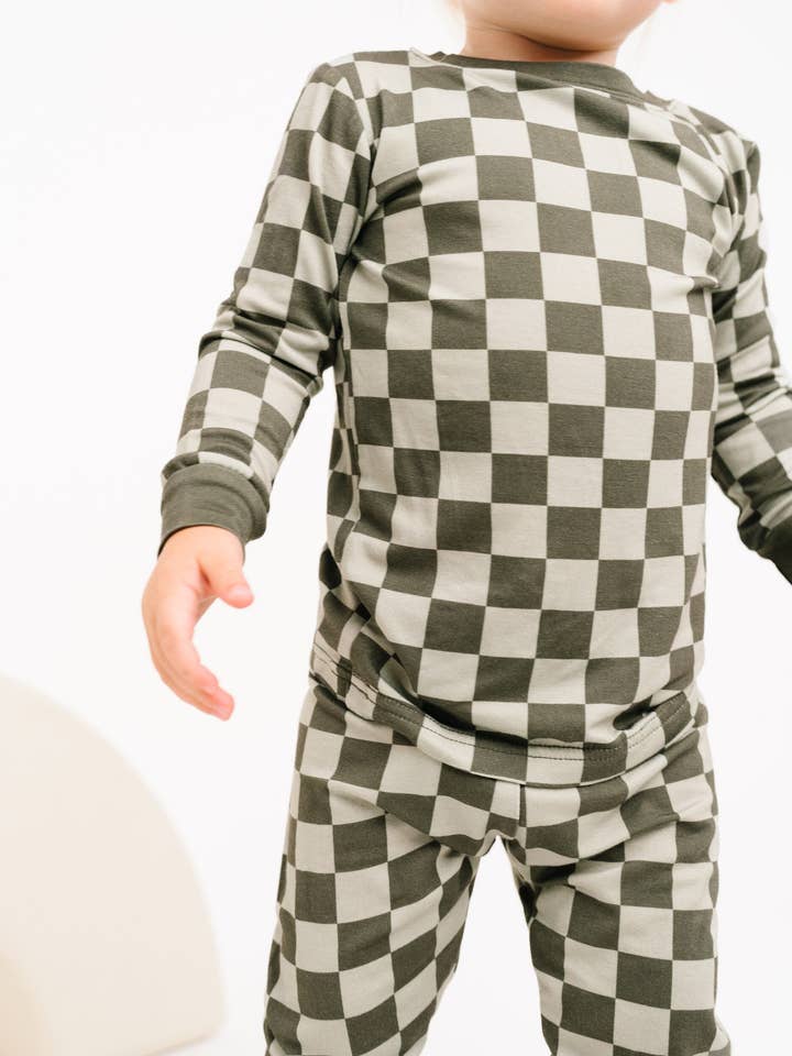 Little One Shop - Wholesale Top & Pant Set - Baby - Pine Checkered Bamboo Set7