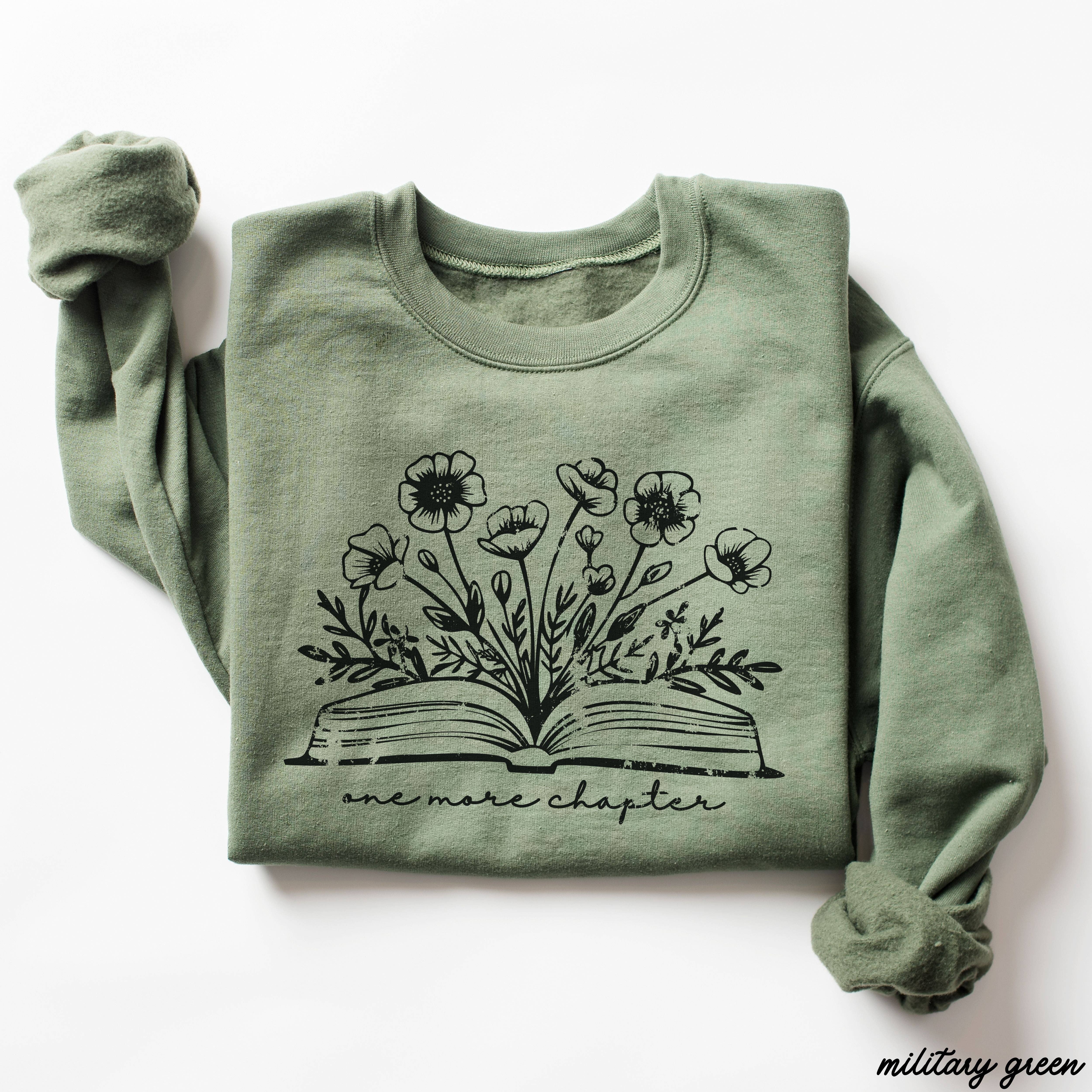 Chloe Vs Tank - Wholesale Graphic Sweatshirt - Women's - One More Chapter Floral Book Sweatshirt *7 Colors (S-3X)3