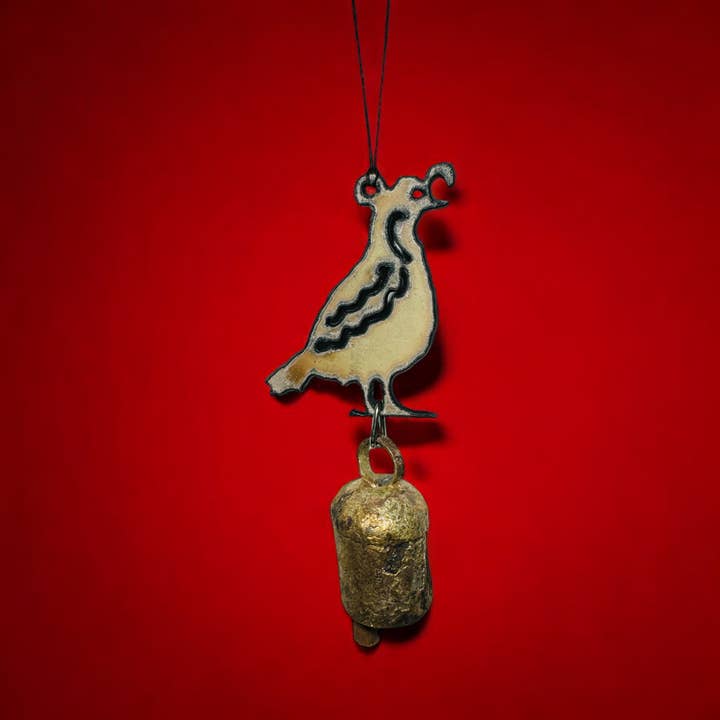 Whimsies - Wholesale Wind Chime - Metal Quail Wind Chime ornament sustainable Southwest West18
