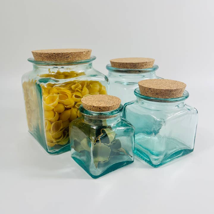 Jarapa - Wholesale Jar - Recycled Glass Square Storage Jars with a Cork Lid9
