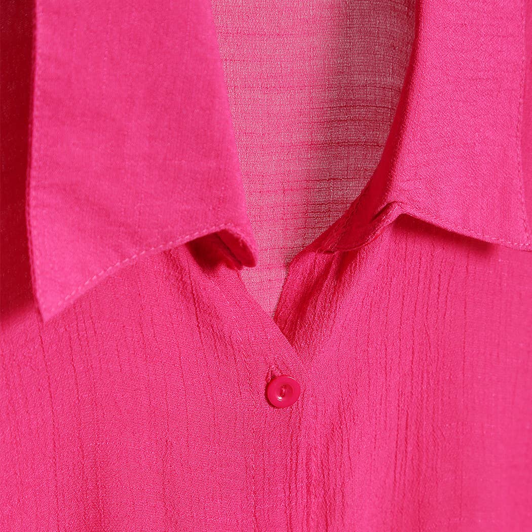 Fashion City - Wholesale Strandvestje/Strandjurk/Strandtuniek - Dames - Dames Blouse Met Knopen in Effen Kleur als Strandjurk17