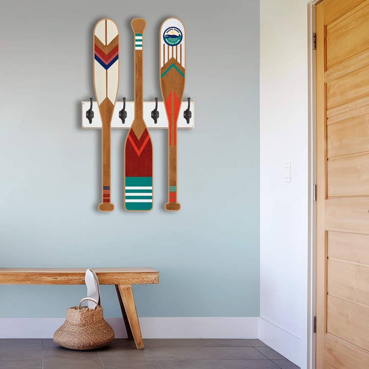Old Wood Signs - Wholesale Wall Accent - Oar Coatrack - Classic Trio Edition13