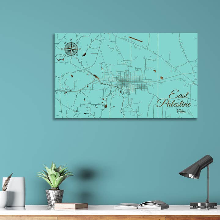 Ohio : Carte des rues de la Palestine orientale pour la vente par Fire & Pine