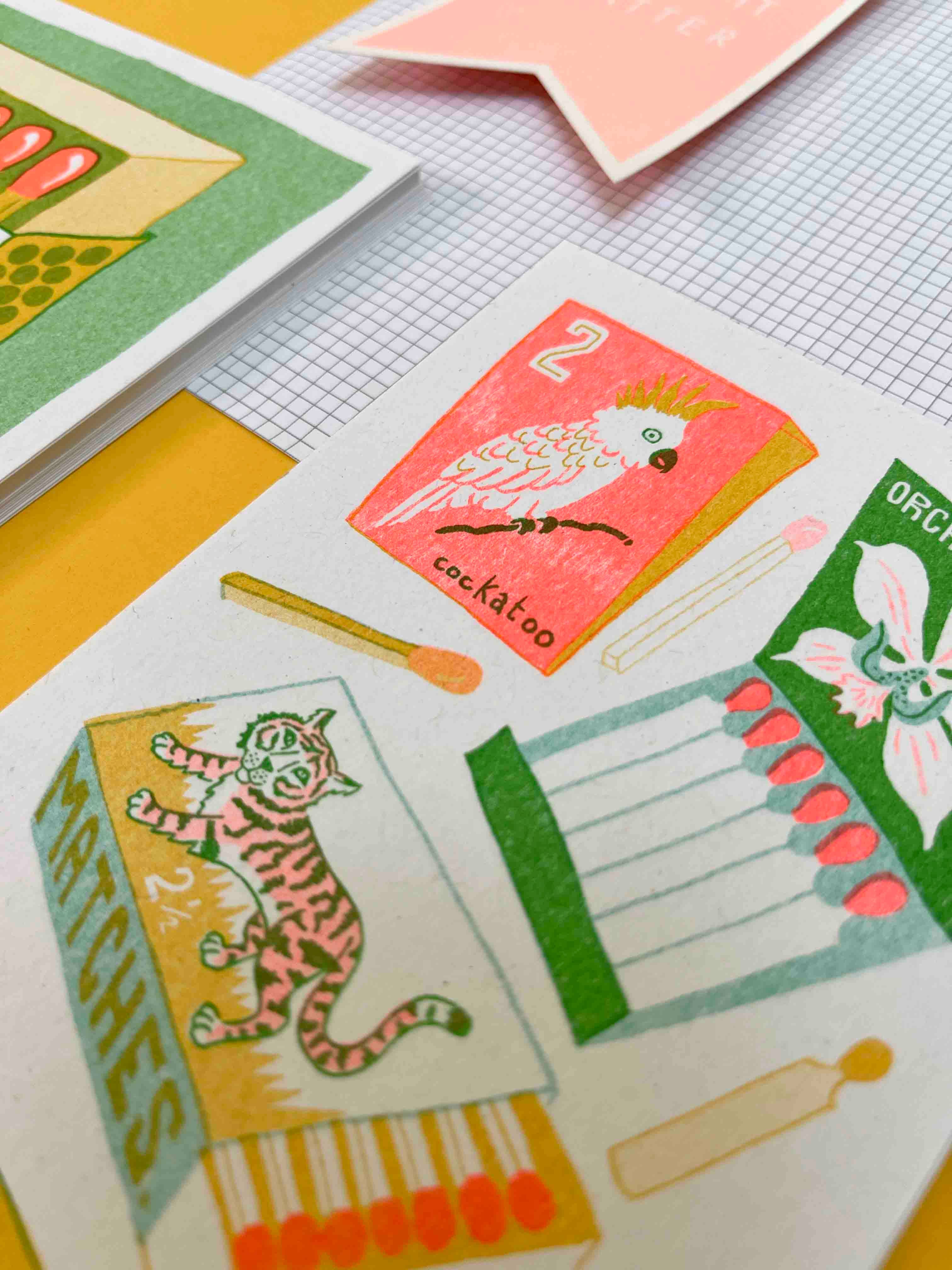 Jacqueline Colley - Wholesale Art Print - Matchbox Risograph print set4