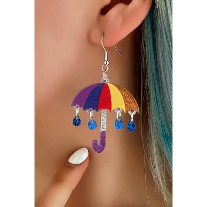 GLITTERY MULTI UMBRELLA DROP EARRINGS for wholesale by Girly