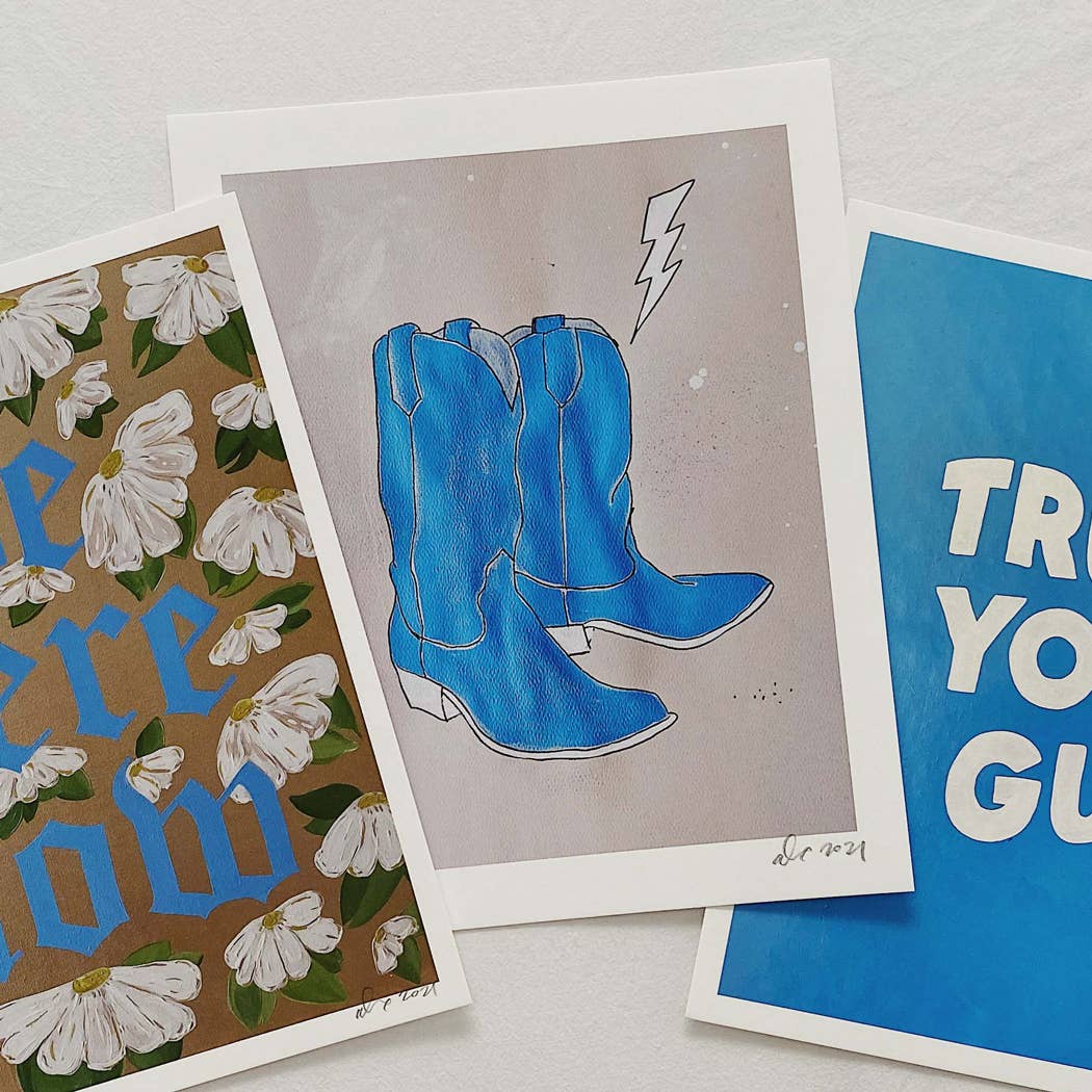 ALEX'S - Vente Affiche d'art - Bottes de cowboy bleues imprimées3