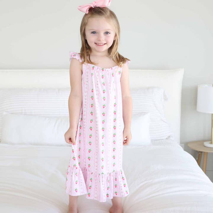 Full Length Ruffle Nightgown | Berry Sweet for wholesale by Caden Lane