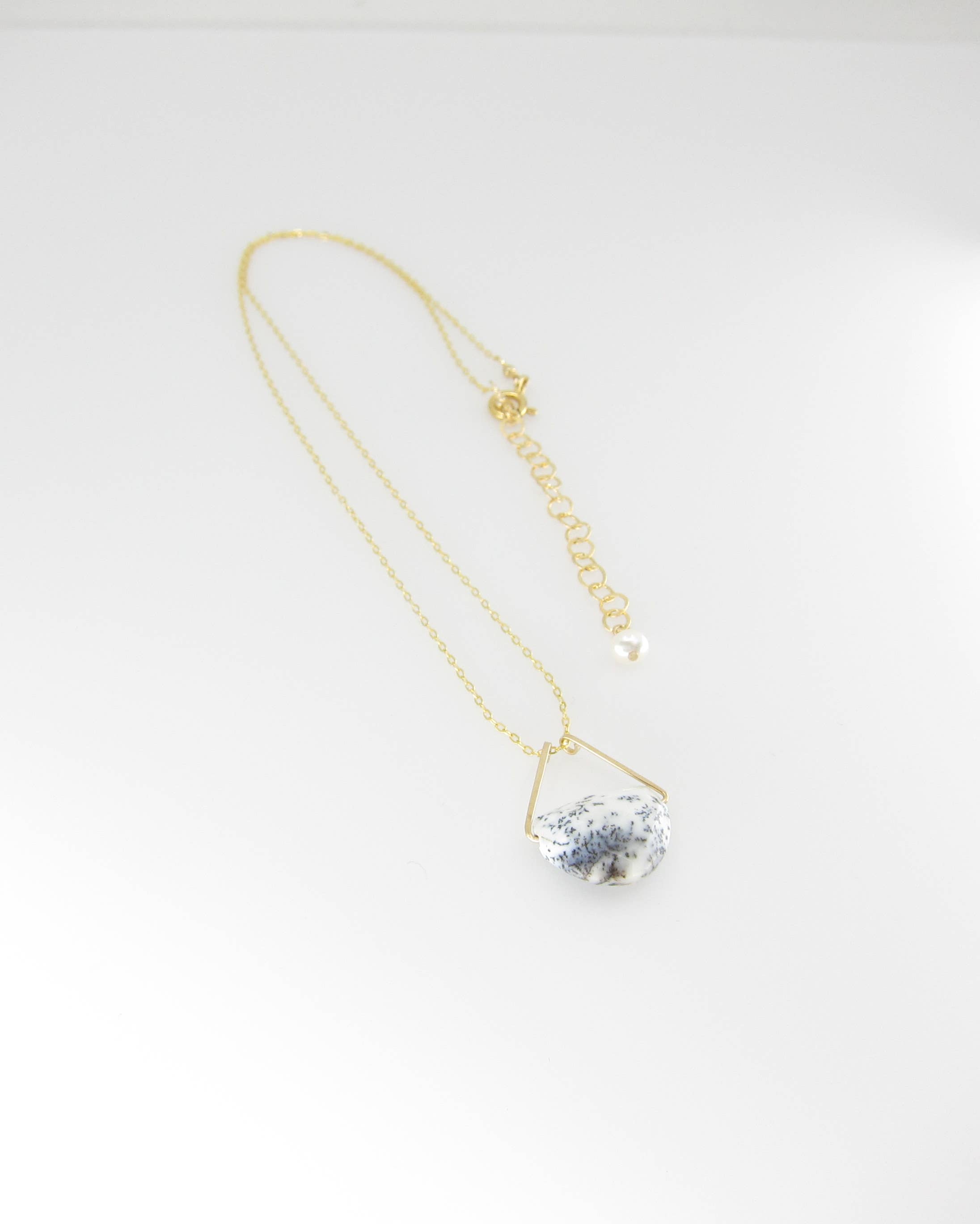 J. Mills Studio – wholesale Pendant/charm necklace – Triangle Bail Necklace, Half-Moon Cut Gemstone - 8 Variants2