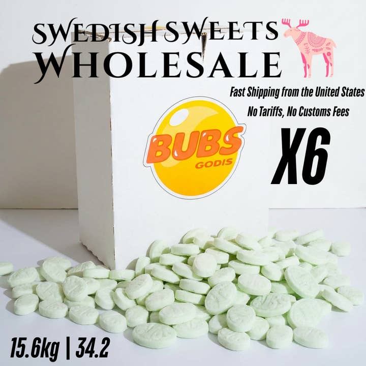 Swedish sweets Wholesale LLC - Swedish Candy - Wholesale Gummy - Bubs Sour Fruity Pear Mini 2,6 kg | 5,73 lbs4