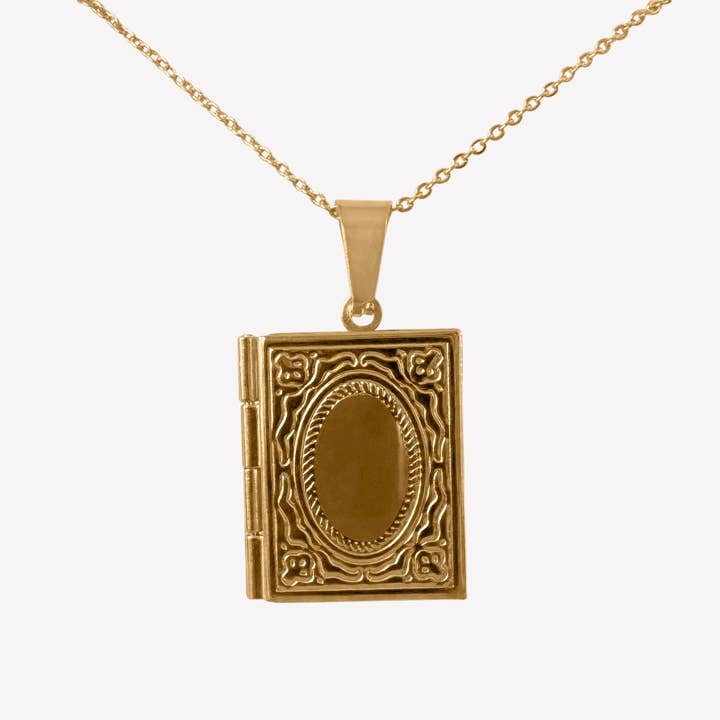 18K Gold-Plated Book Locket on Chain for wholesale by Aurea
