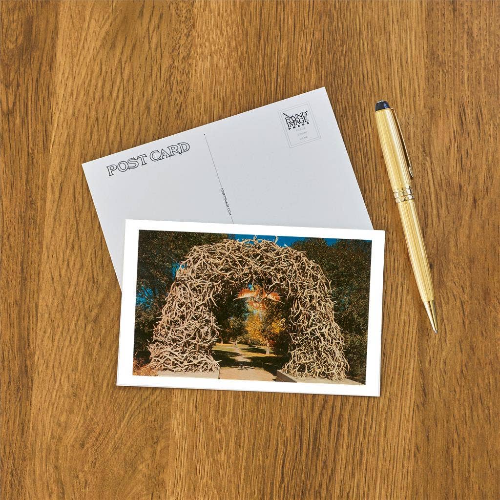 Found Image Press - Wholesale Postcard - Postcard WY-54 Antler Arch into Jackson Hole, Wyoming1