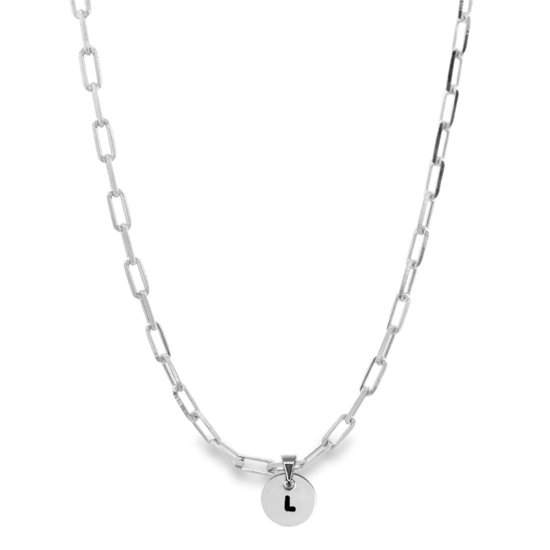 Camilla Limón - Wholesale Pendant/Charm Necklace - Initial Engraved Disk Necklace on Thick Paperclip Chain24
