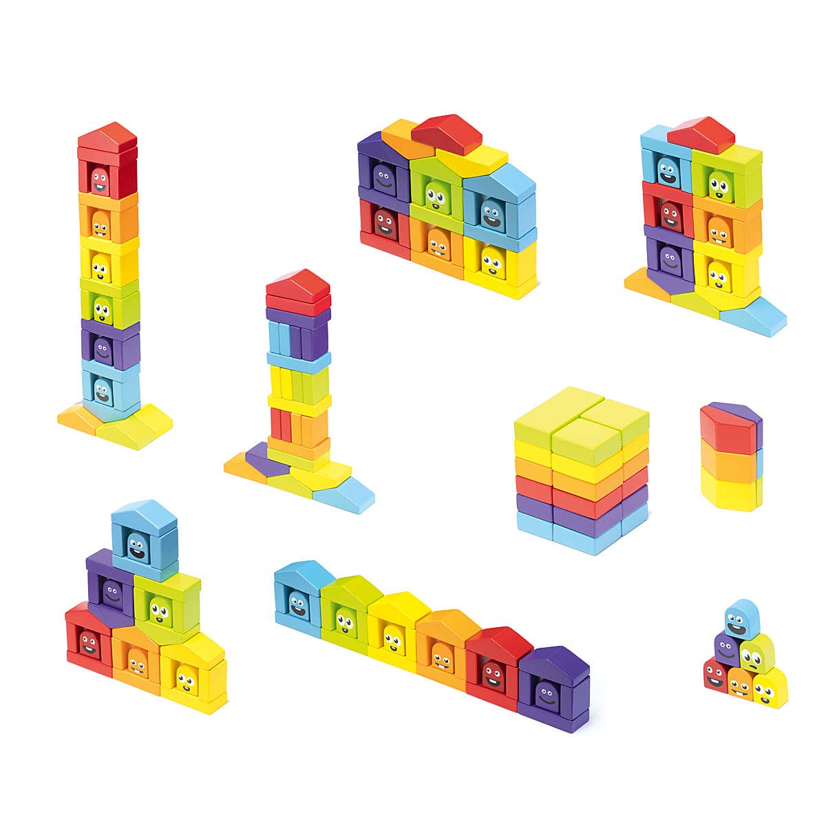 Toysmith - Wholesale Building Set - Kids - Cubika Wooden Construction Set Colorful Houses1