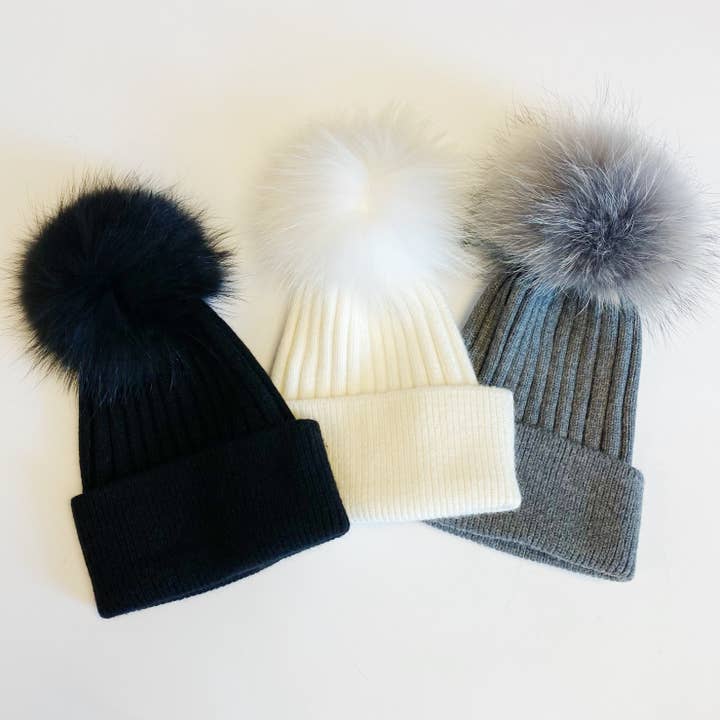 Ellison+Young - Wholesale Beanie - Women's - Pure Angora Genuine Fur Luxe Beanie