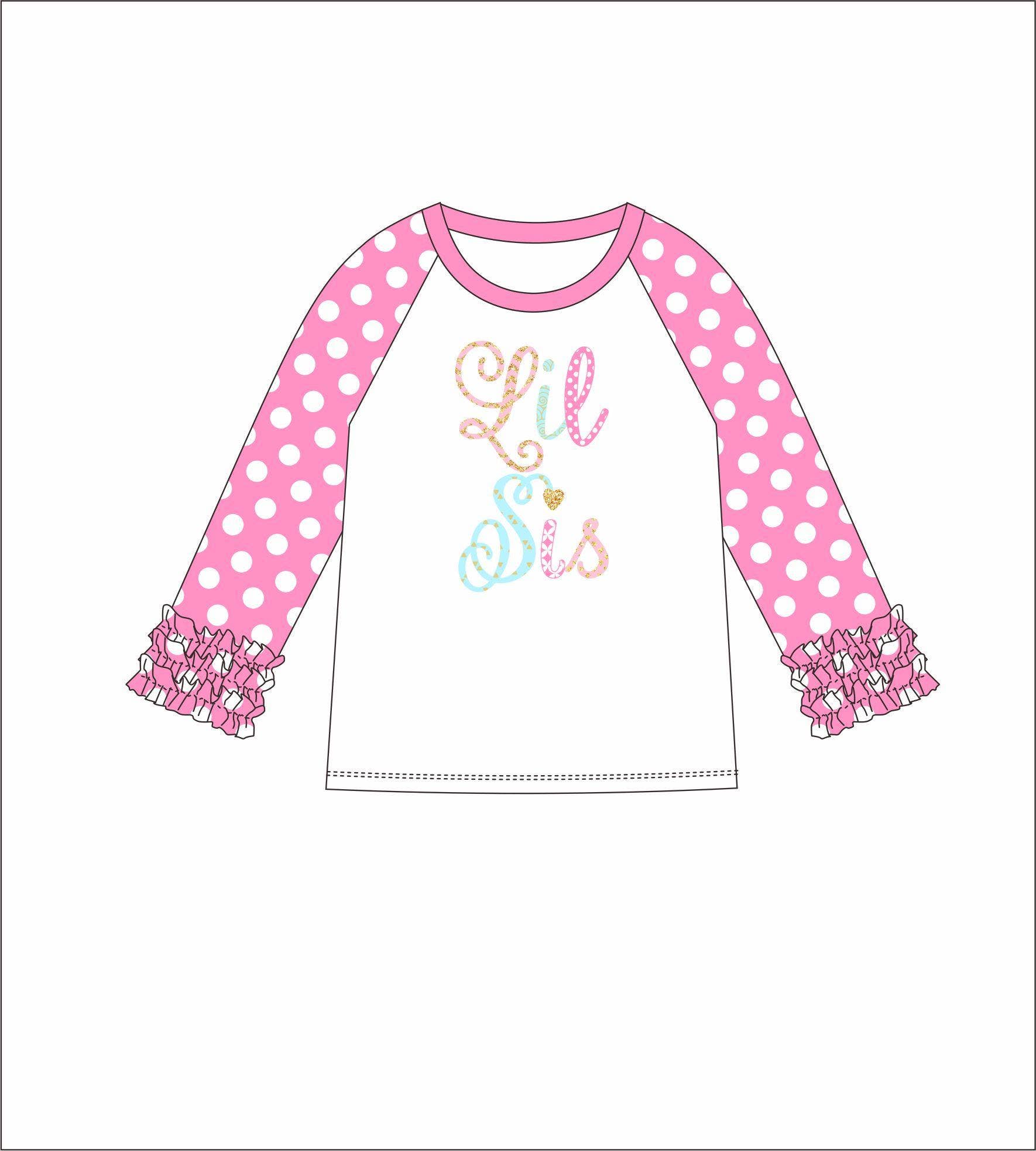 Jane Marie - Wholesale Screen Printed T-Shirt - Kids - Kids Lil Sis 3/4 Sleeve T-Shirt, Size S0