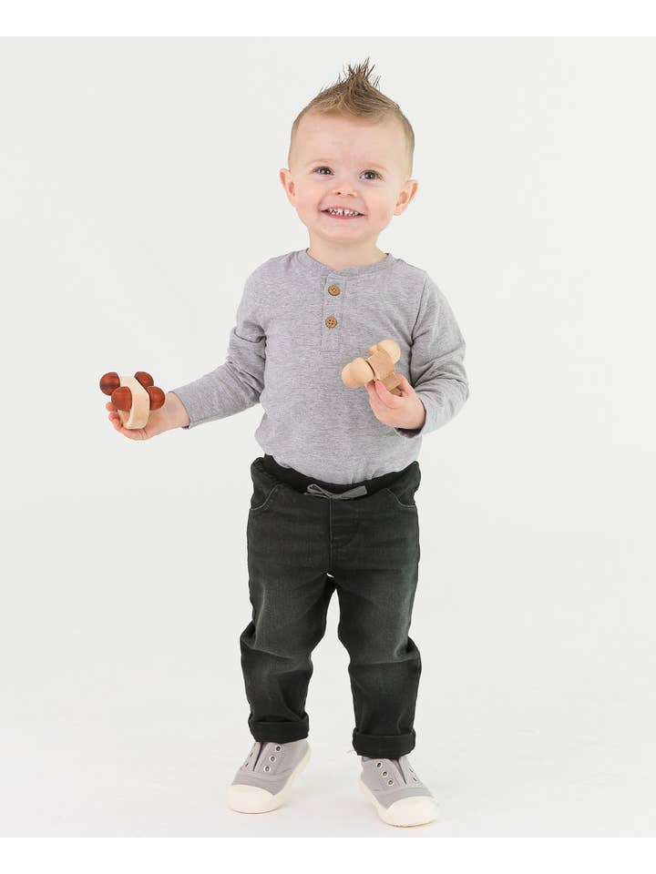 Blue Boys Black Wash Denim Pull-on Jeans for wholesale on Faire