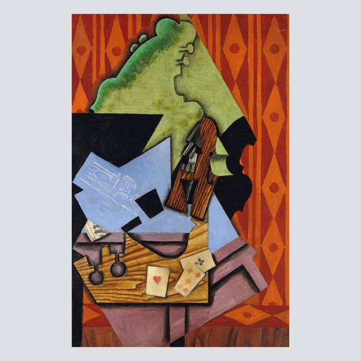 Violino e Carte da Gioco su un Tavolo (1913) Stampa d'Arte Fine per la vendita all'ingrosso da parte di Milisima Studio