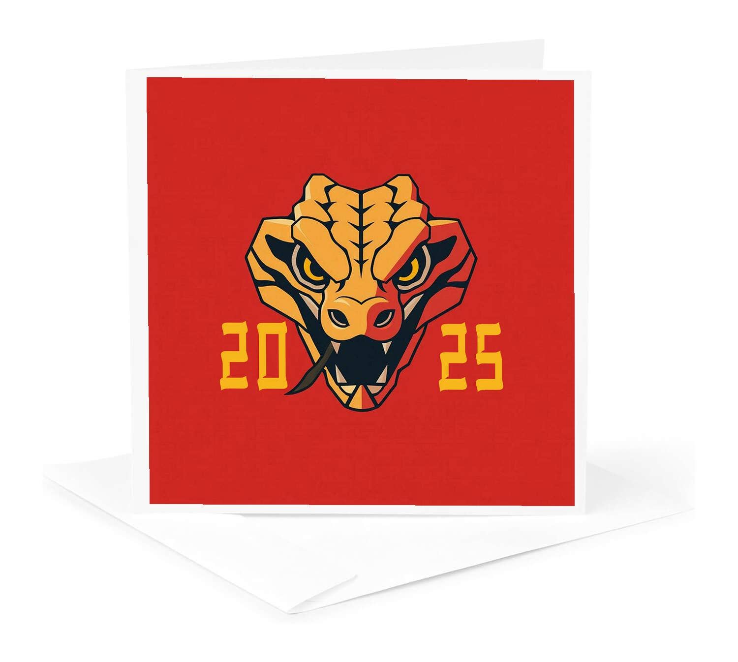3dRose - Wholesale Everyday Greeting Card - 3dRose, Amazing fierce snake head. Chinese Zodiac 2025. Red, yellow gift, Greeting Card0