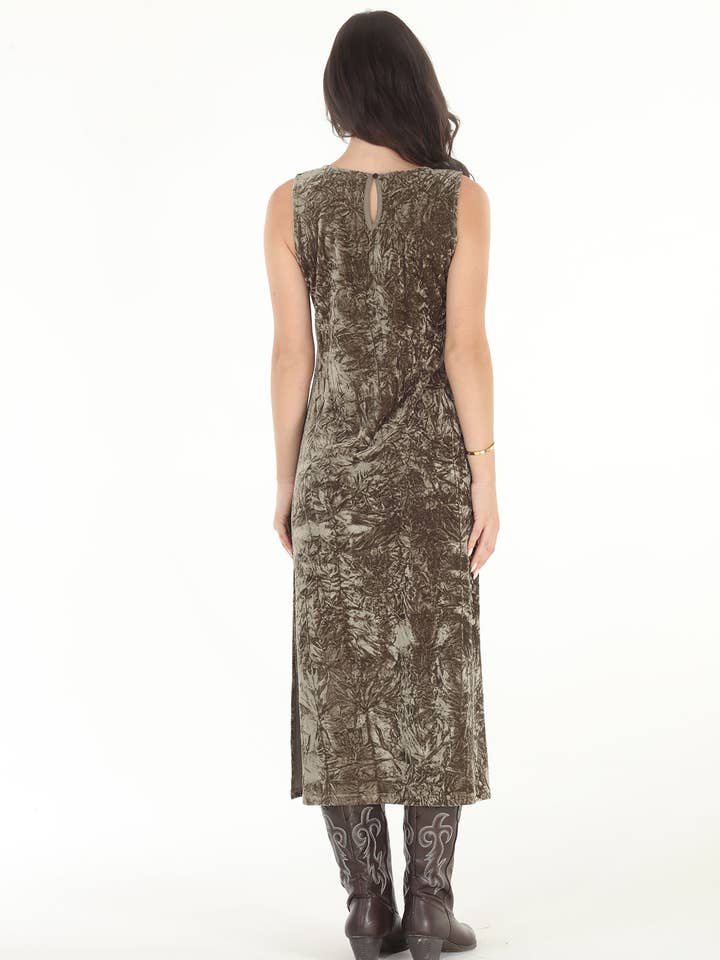 Paparazzi - Wholesale Dress - Women's - 4694-MAD Crushed Velvet Slit Side Tank Dress5