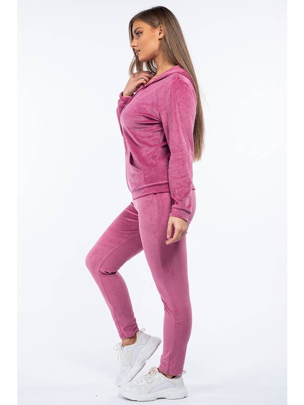 5besties inc - Wholesale Lounge set – Women's - Velour Zipper Front Hoodies and Pants Set12