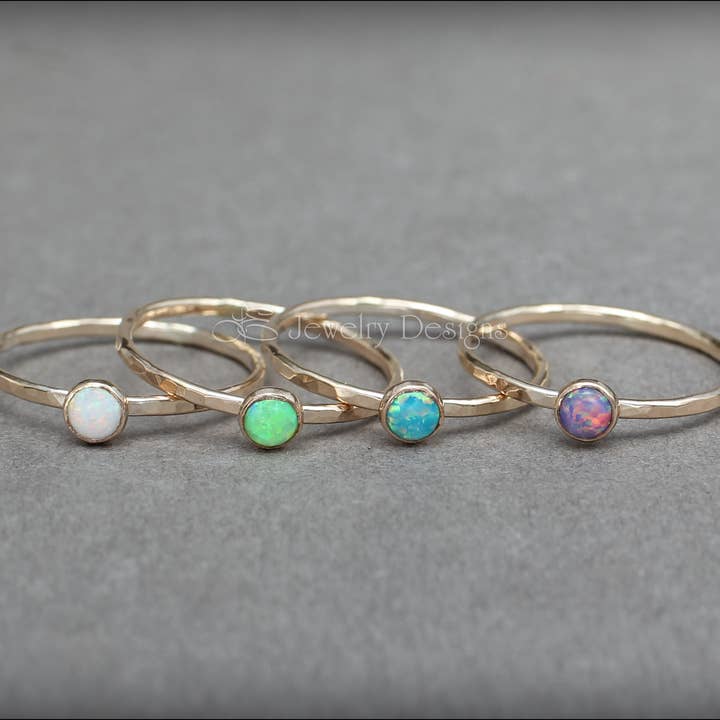 Gold Opal Stacking Ring - (4mm) for wholesale by LE Jewelry Designs
