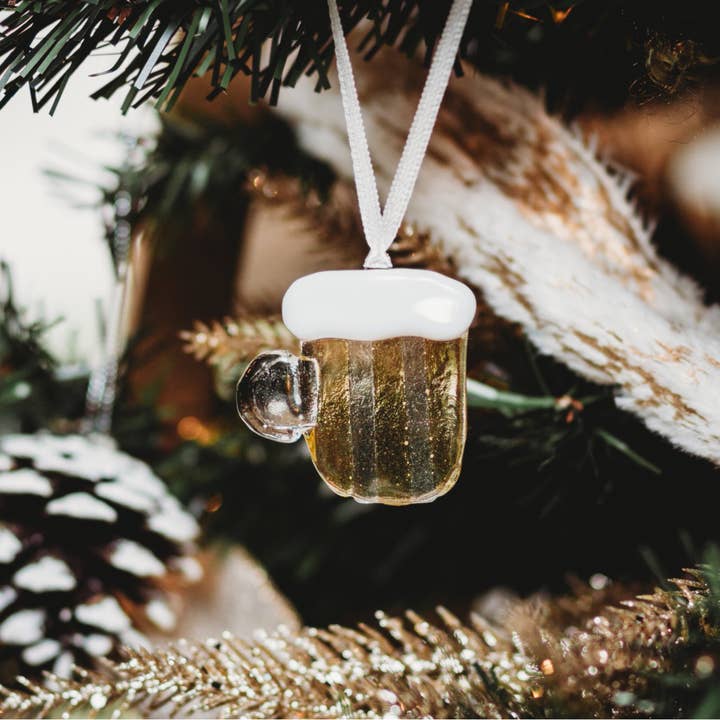 Décoration en verre Bock de bière avec mousse for wholesale by Station pôle Nord inc.