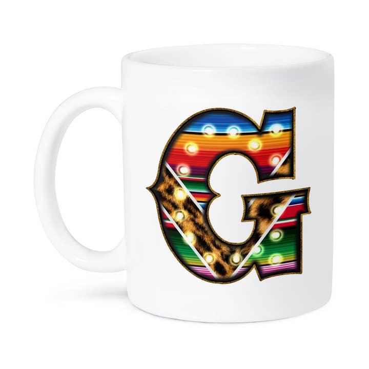 3dRose - Wholesale Coffee Mug - 3dRose, Colorful Image Of Marquee Lights Monogram G, Mug8