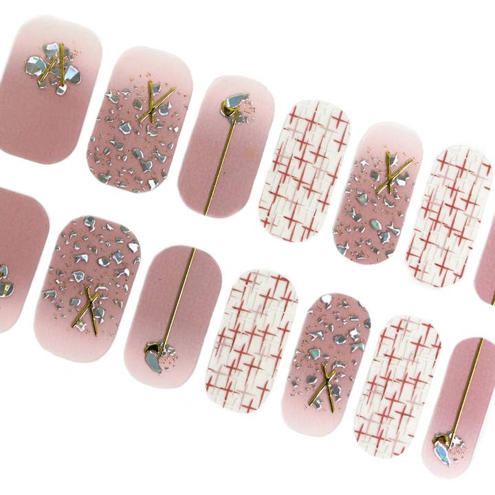 Rosa Ombre Spring Nail Wraps/Pastell Eleganta Nagelremsor/Tweed 3D Nail Wraps/Nail Wraps för Domen/ Glitter Nail Wraps Fri Frakt för wholesale av ClebleNails