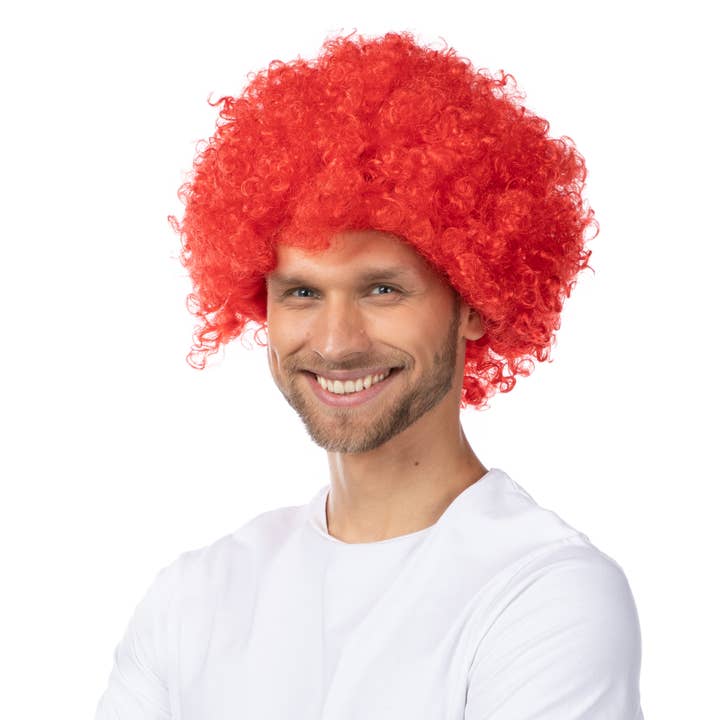 Stylex Party - Wholesale Costume – Men's - Red Afro Wig Fancy Dress Halloween Clown Costume
