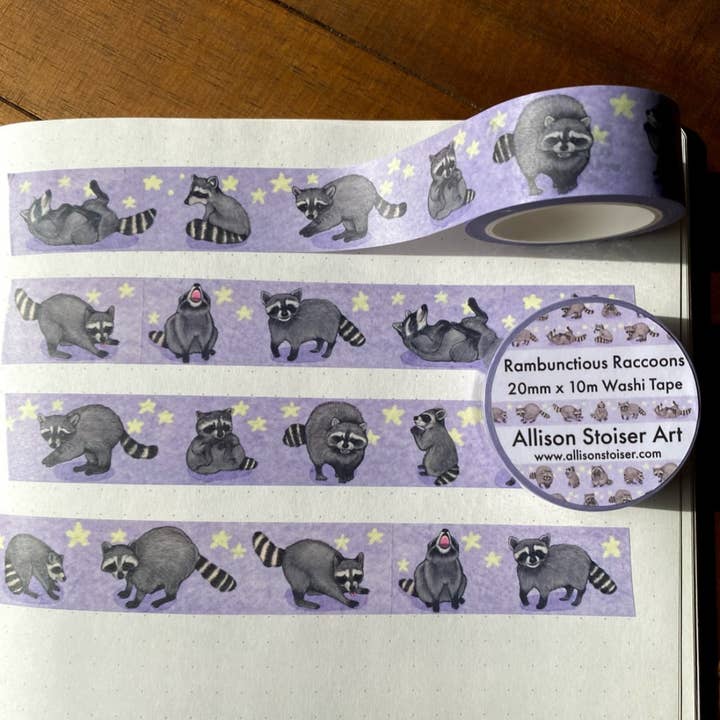 Allison Stoiser Art - Wholesale Washi Tape - Rambunctious Raccoons Washi Tape2