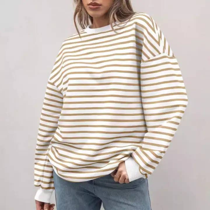 safistyle - Wholesale Sweatshirt - Women's - Colored striped crew neck sweatshirt2