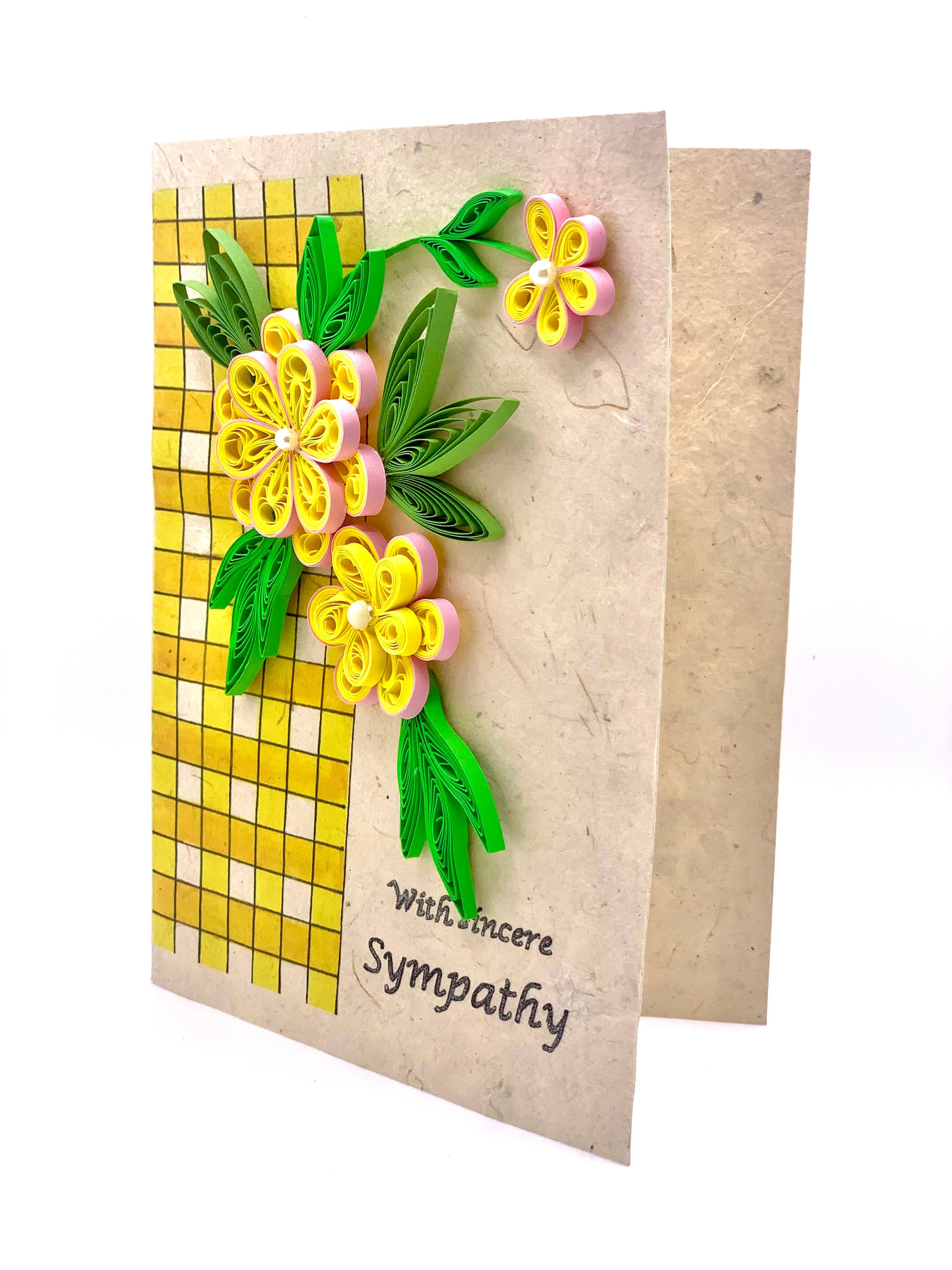 Lokta Cards - Wholesale Sympathy Card - Sympathy - Quilled Flower Greeting Card1