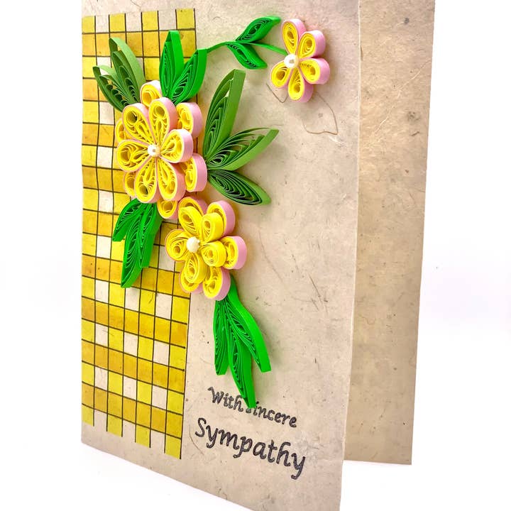 Lokta Cards - Wholesale Sympathy Card - Sympathy - Quilled Flower Greeting Card1