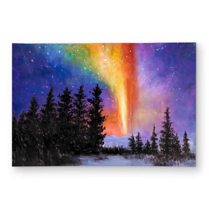 Aurora Borealis in the Forest - Purple Snow Outdoor Rug for wholesale by BEGIN HOME DECOR