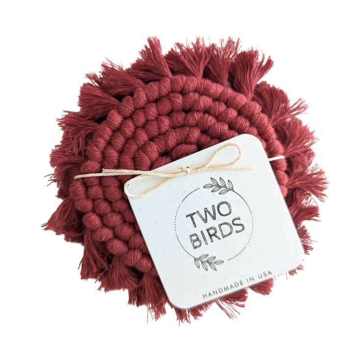 Two Birds Eco Shop - Wholesale Coasters - Macrame Coaster Set of 2 - Solid Colors13